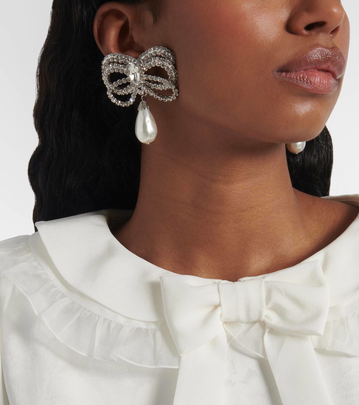 Alessandra Rich Crystal Bow embellished earrings