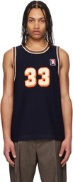 RICE NINE TEN Navy Knitting Basketball Tank Top