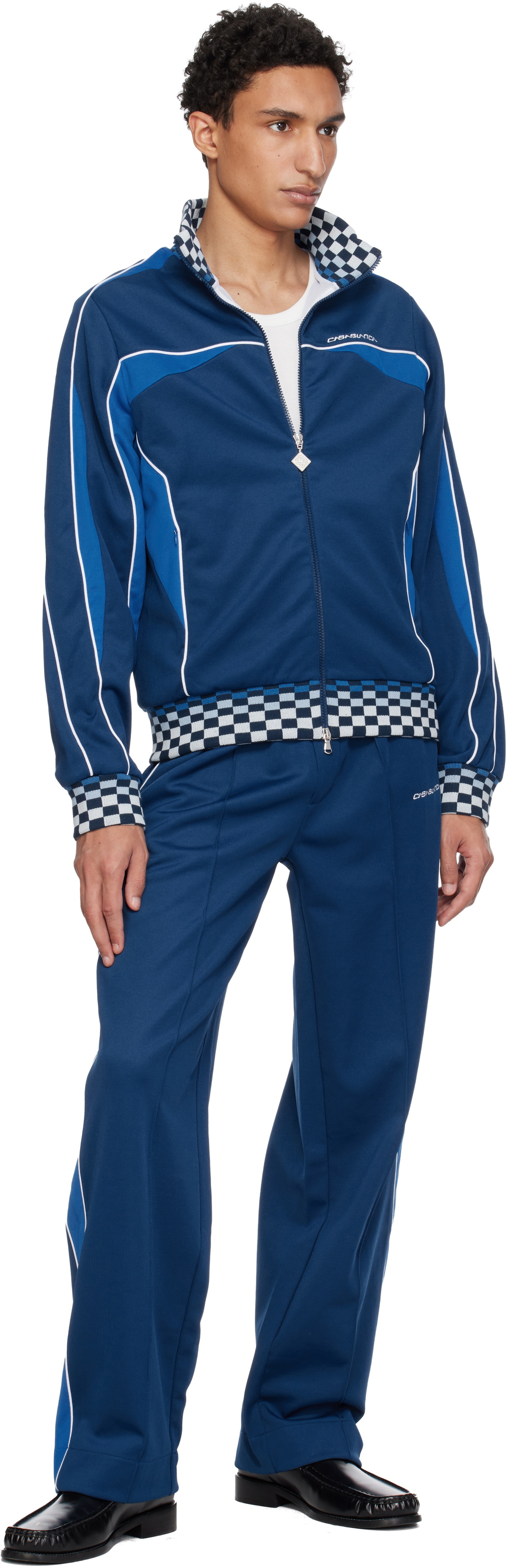 Casablanca Navy Cyber Tricot Track Jacket