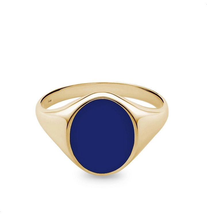 Photo: Miansai - Heritage Gold-Plated and Enamel Signet Ring - Gold