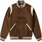 Pop Trading Company Men's Wool Varsity Jacket in Rain Drum