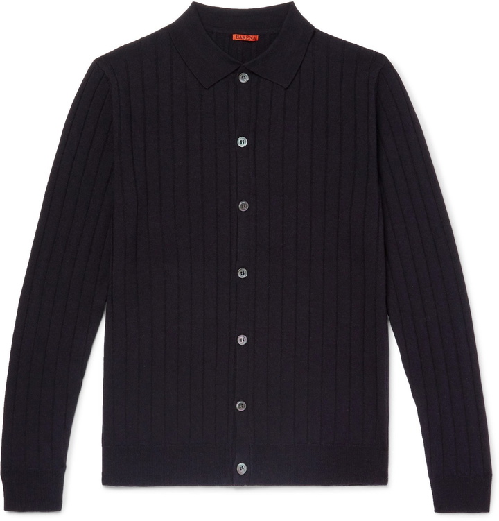 Photo: Barena - Ribbed Virgin Wool Cardigan - Blue