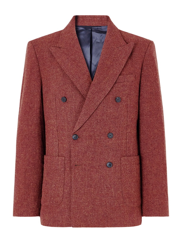 Photo: Portuguese Flannel - Double-Breasted Wool-Tweed Blazer - Red