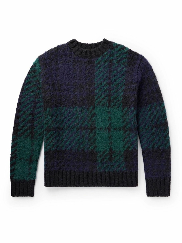 Photo: Sacai - Checked Jacquard-Knit Sweater - Green