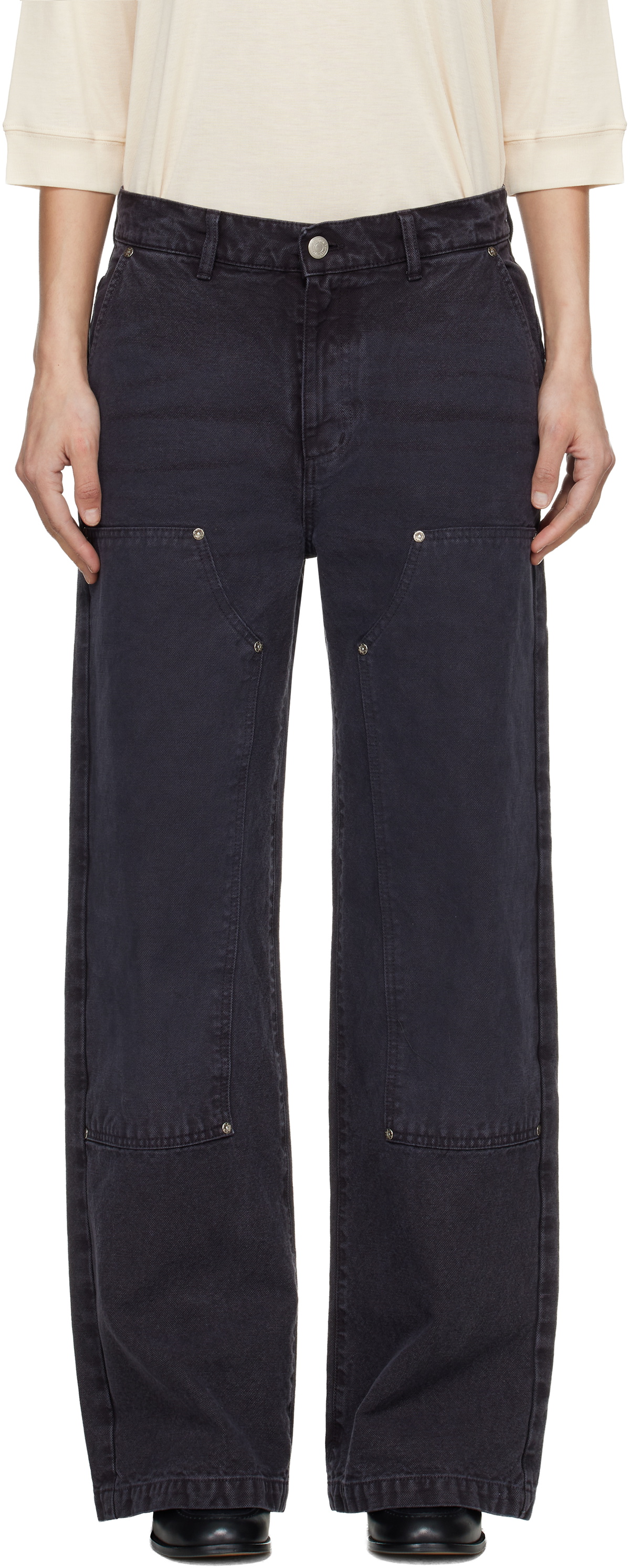 mfpen Gray Double Knee Jeans