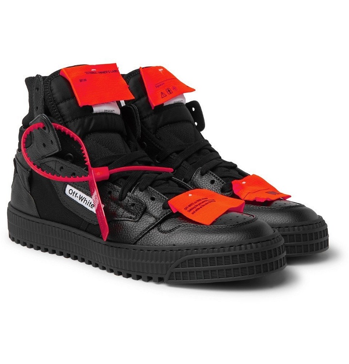 Photo: Off-White - Low 3.0 Leather and Canvas High-Top Sneakers - Men - Black