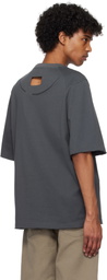 NULLUS Gray Impaled & Deconstructed Collar T-shirt