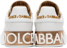 Dolce & Gabbana White & Gold Portofino Low Sneakers