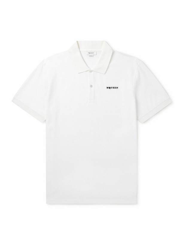 Photo: McQueen - Logo-Embroidered Cotton-Piqué Polo Shirt - White