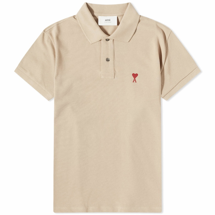 Photo: AMI Paris Men's Small A Heart Polo Shirt in Champagne