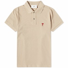 AMI Paris Men's Small A Heart Polo Shirt in Champagne