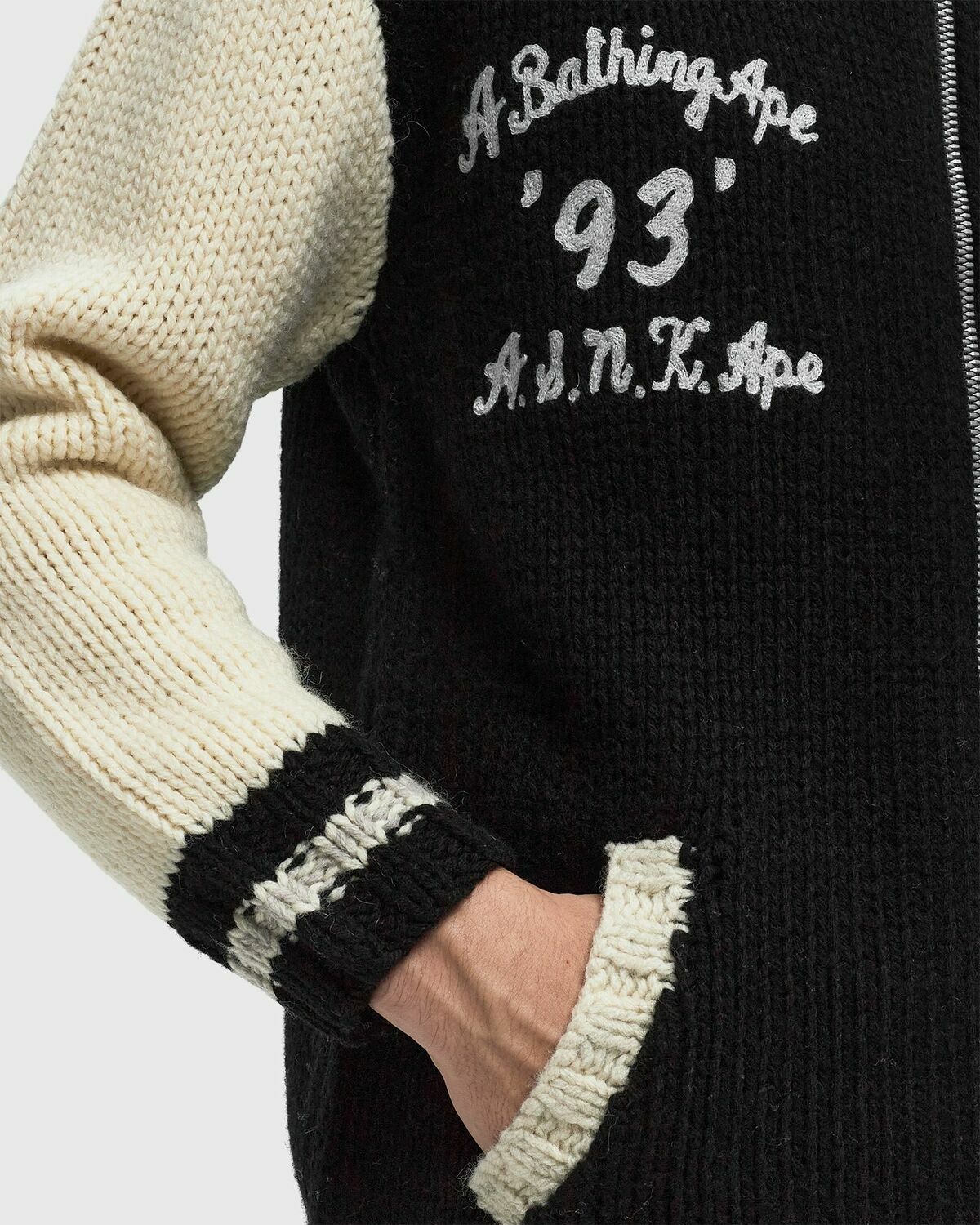 A Bathing Ape A BATHING APE COWICHAN CARDIGAN black/beige Mens 