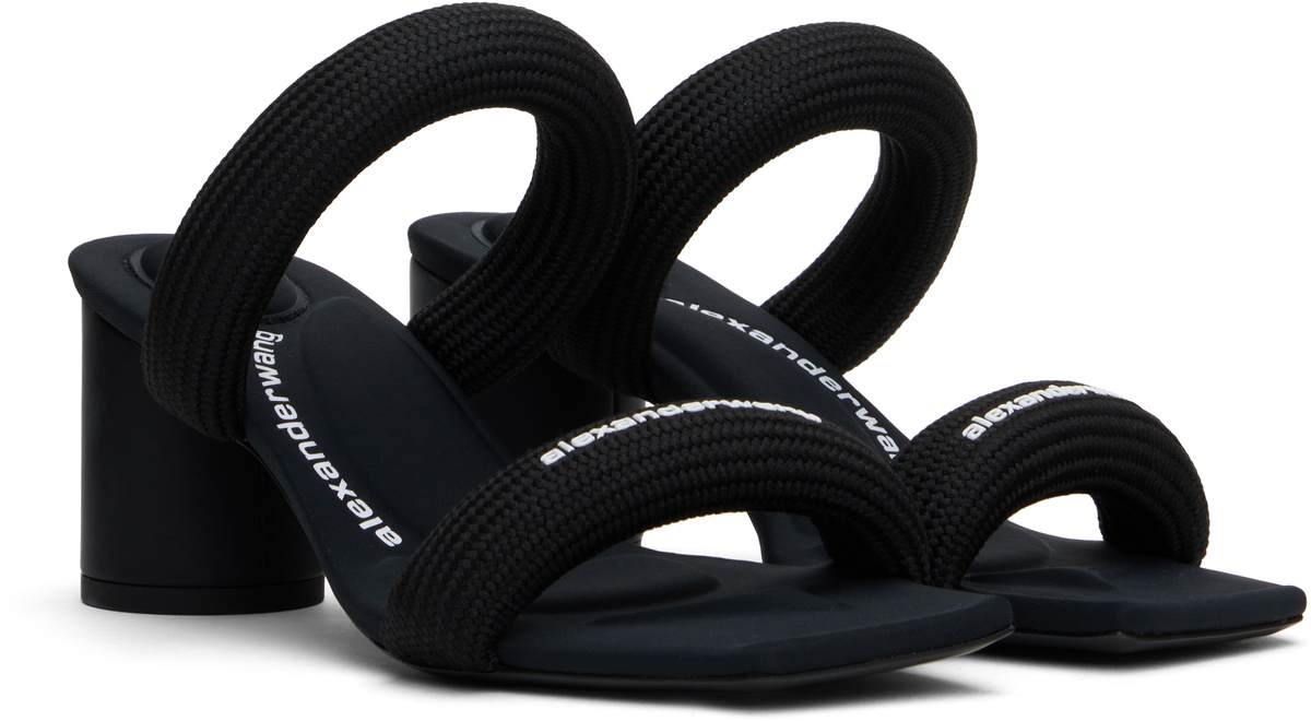 alexander wangベロアミュール Alexander Wang Black Jax Tubular Heeled Sandals Alexander Wang