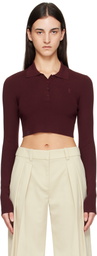 The Frankie Shop Burgundy Giselle Cropped Knit Polo