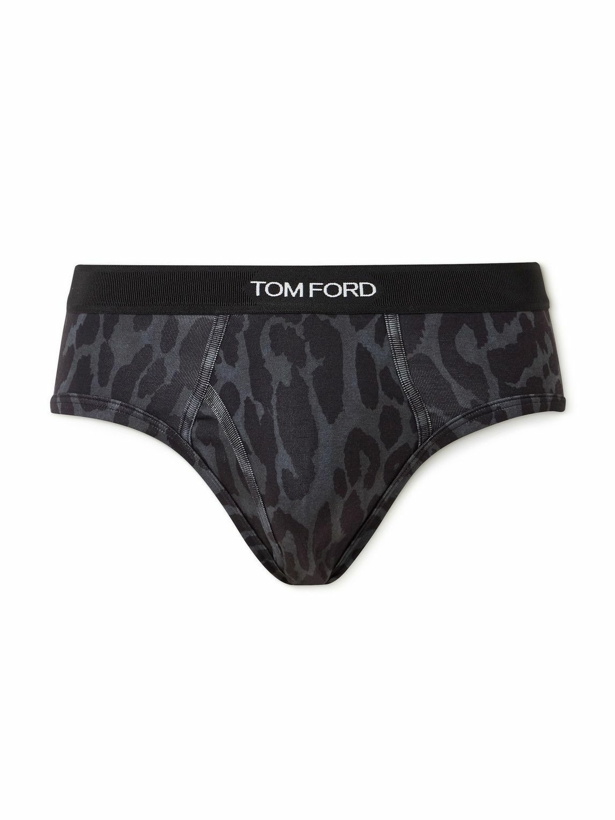 Photo: TOM FORD - Cheetah-Print Stretch-Cotton Briefs - Black
