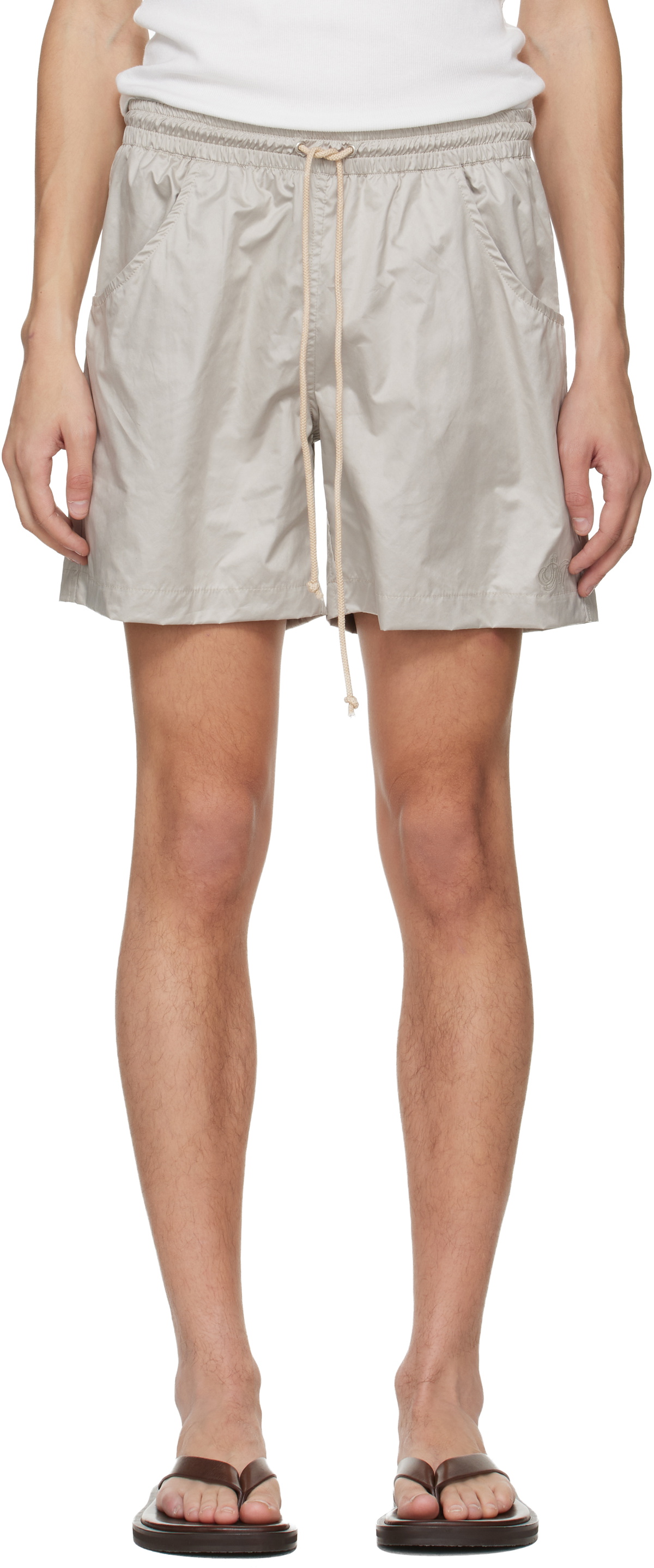 Serapis Gray Embroidered Logo Swim Shorts