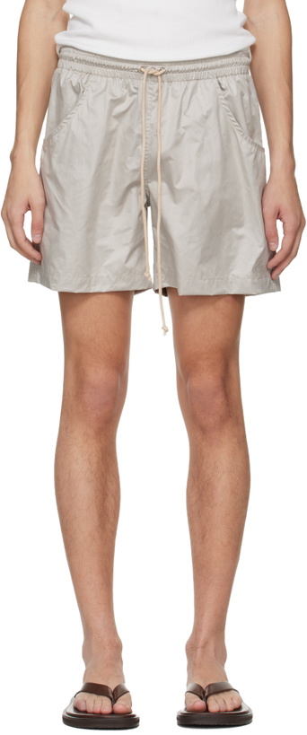 Photo: Serapis Gray Embroidered Logo Swim Shorts