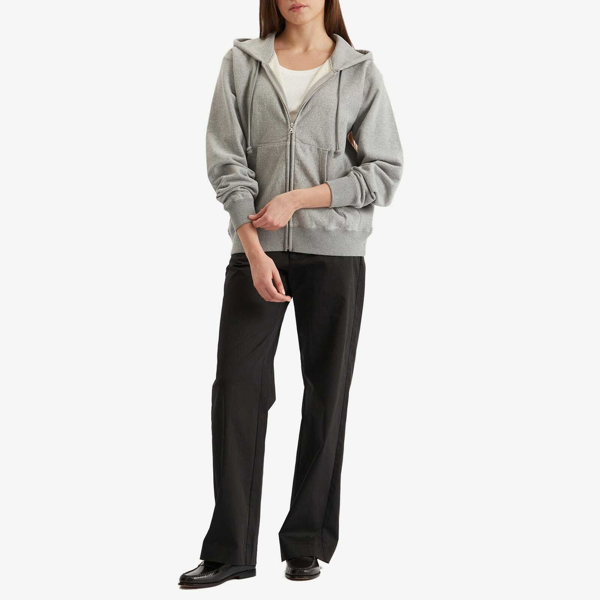 Auralee Women's Soft Sweat Zip Parka Jacket in Top Gray