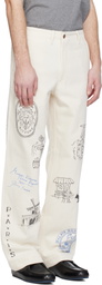 Maison Kitsuné Off-White KURO Edition Handwritten Postcard Denim Trousers