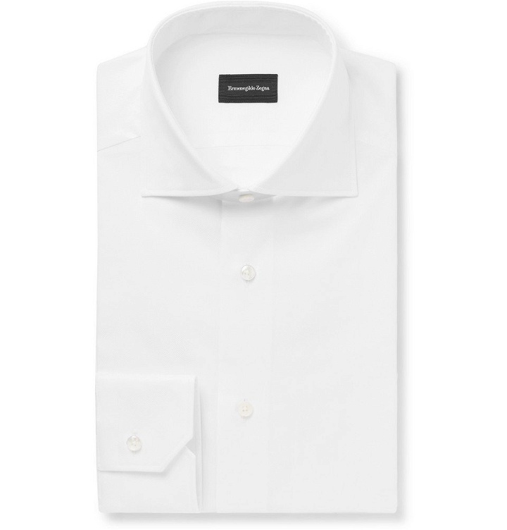 Photo: Ermenegildo Zegna - White Slim-Fit Cutaway-Collar Cotton-Oxford Shirt - Men - White