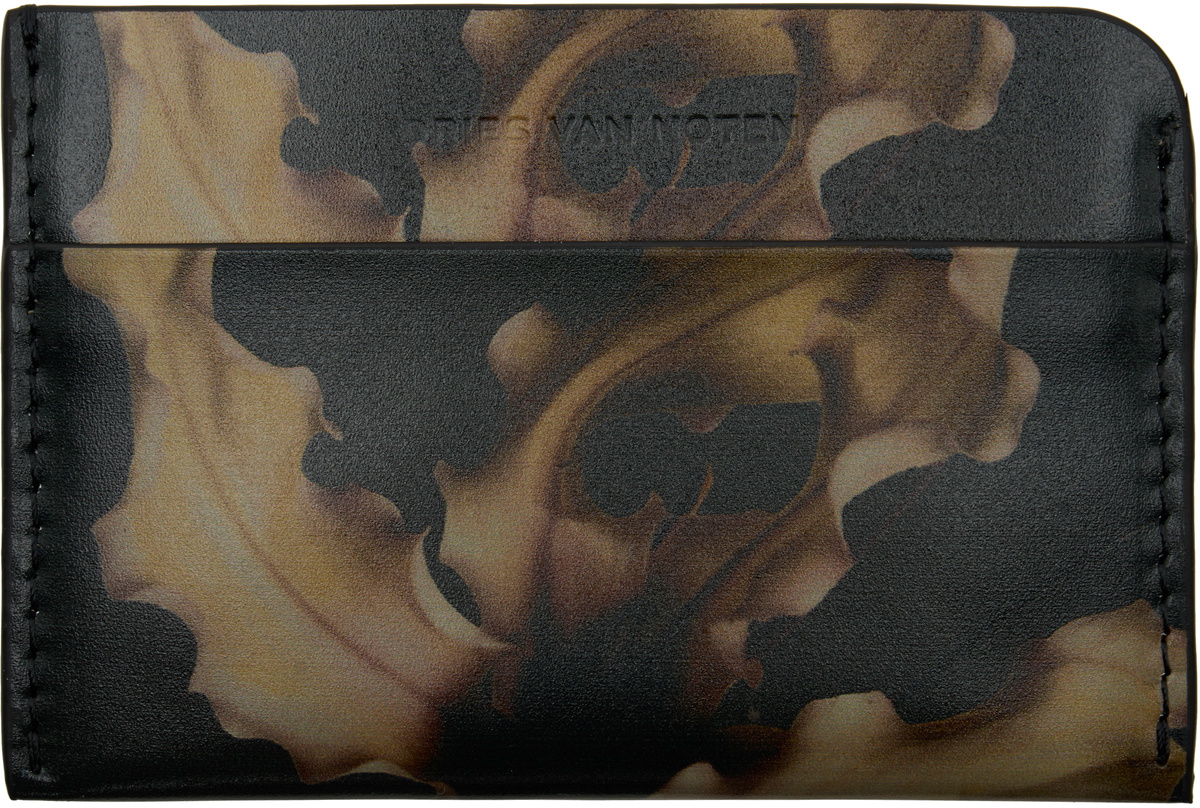 Dries Van Noten Black & Khaki Leather Card Holder