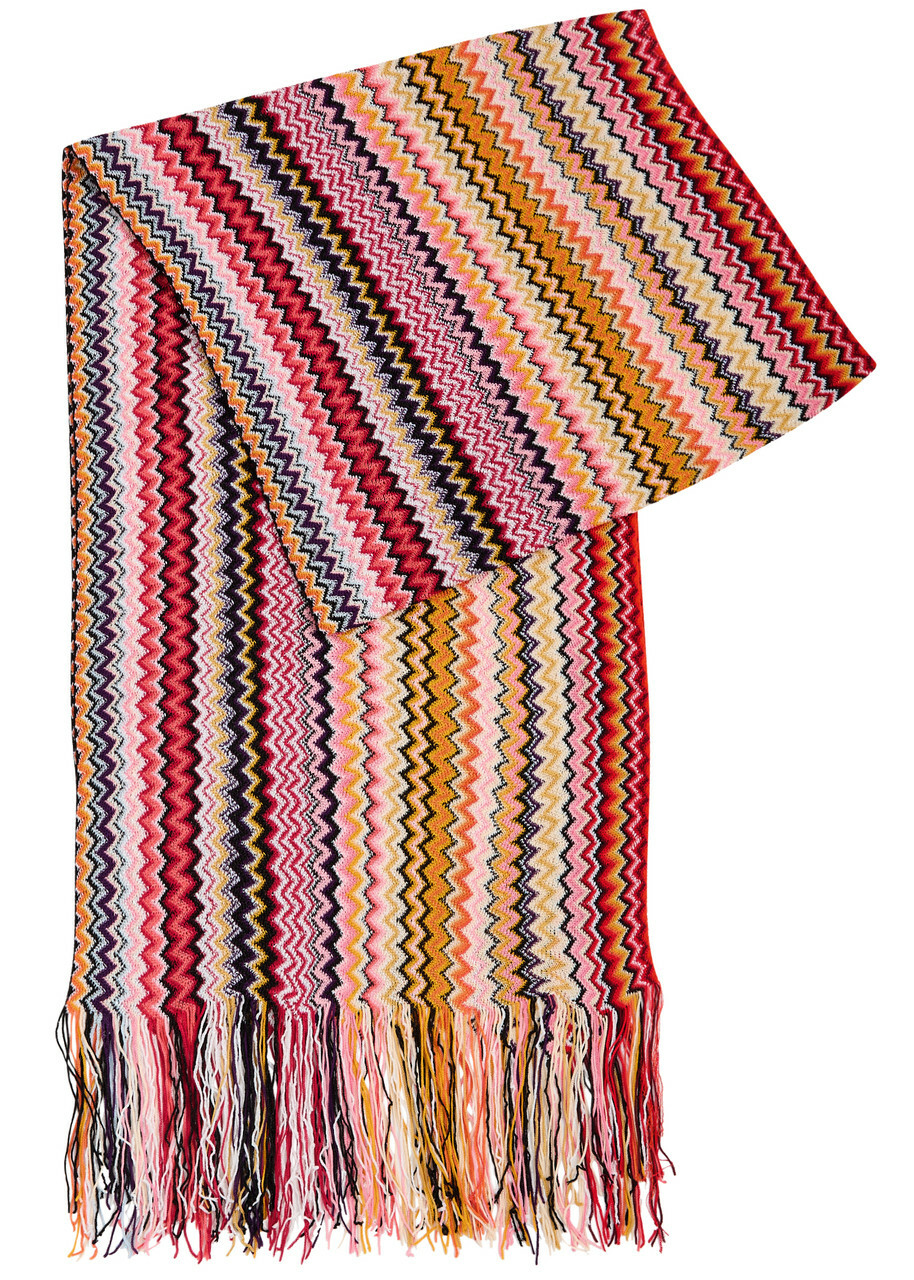 【新品未使用】Missoni  140cm 190cm 綿100 Missoni Zigzag-intarsia Fine-knit Scarf - Multicoloured - One Size