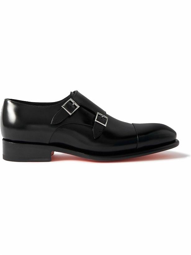 Photo: Santoni - Cap-Toe Leather Monk-Strap Shoes - Black