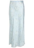 Loveshackfancy Kalo Floral-print Silk Midi Slip Skirt Light Blue