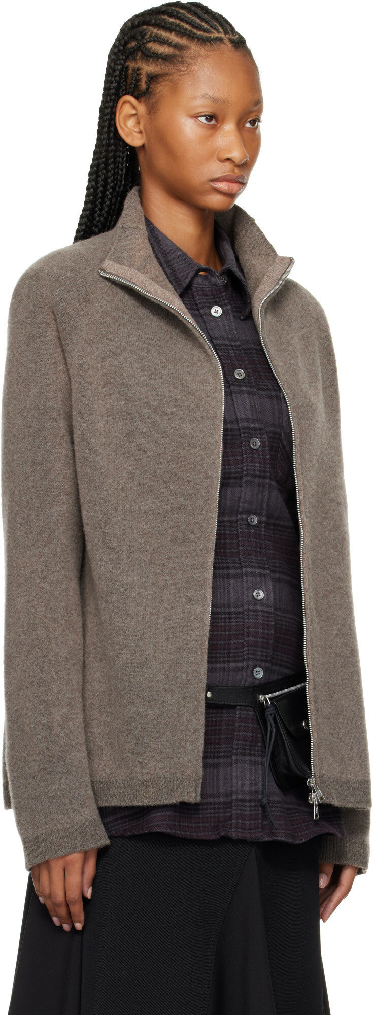 OUR LEGACY Taupe Dash Zip Sweater