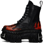 VETEMENTS Black New Rock Edition Flame Combat Boots