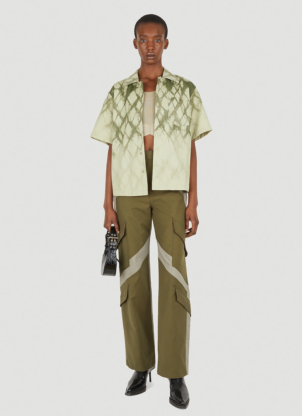 Contrasting Cargo Pants in Green Dion Lee