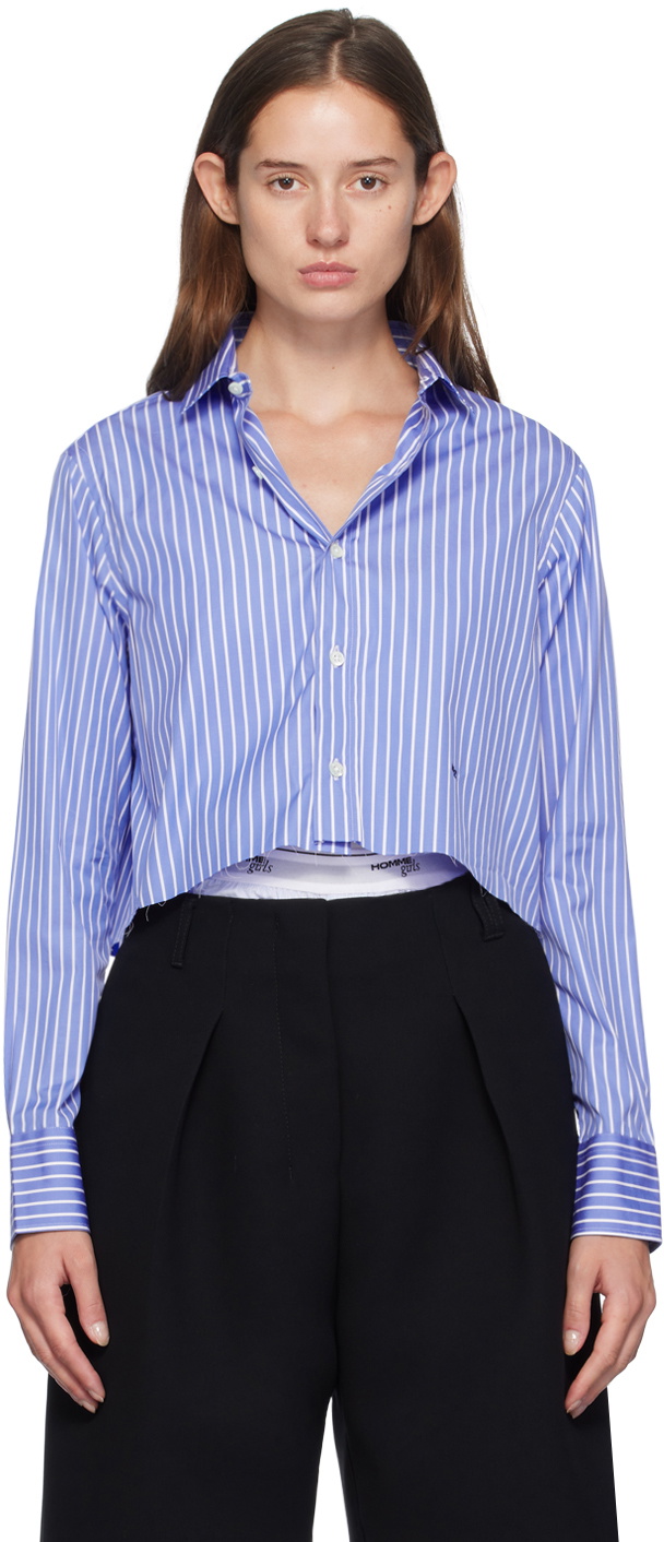 HommeGirls Blue & White Cropped Shirt Hommegirls