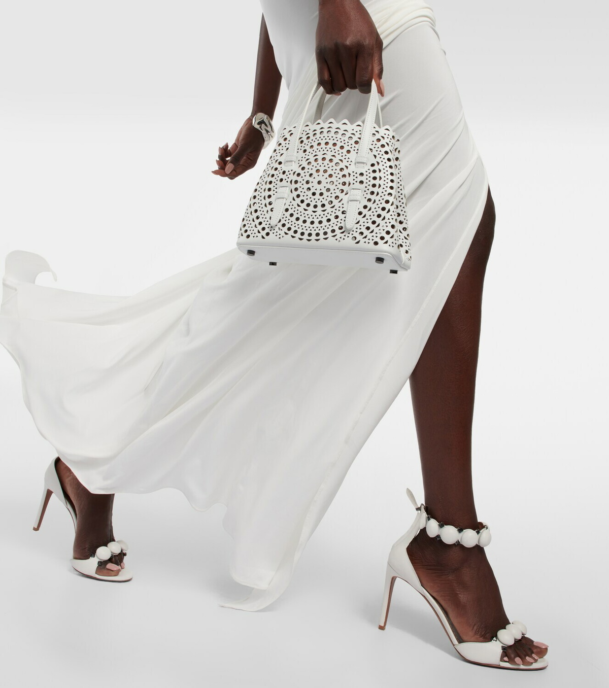 Alaïa Ruched jersey maxi skirt ALAÏA