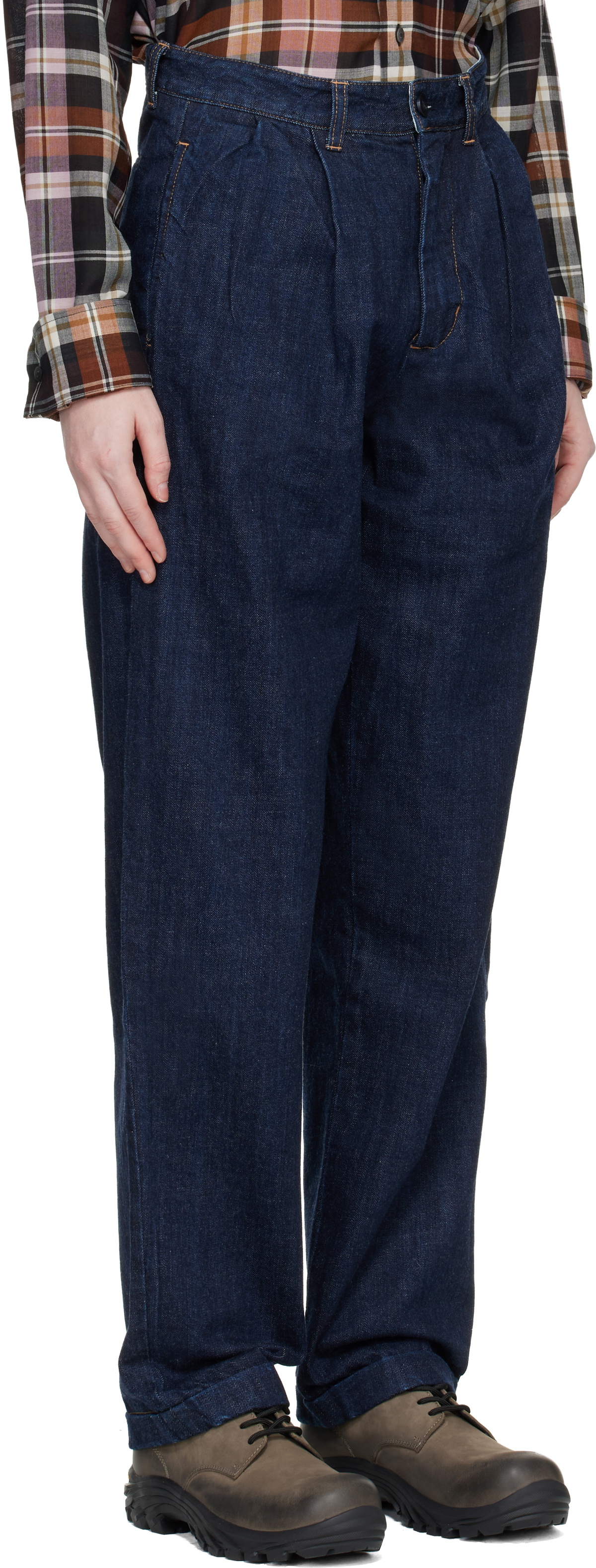 Carter Young SSENSE Exclusive Blue Washed Pleated Jeans
