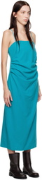 AURALEE Blue Brushed Super Fine Wool Flannel Midi Dress