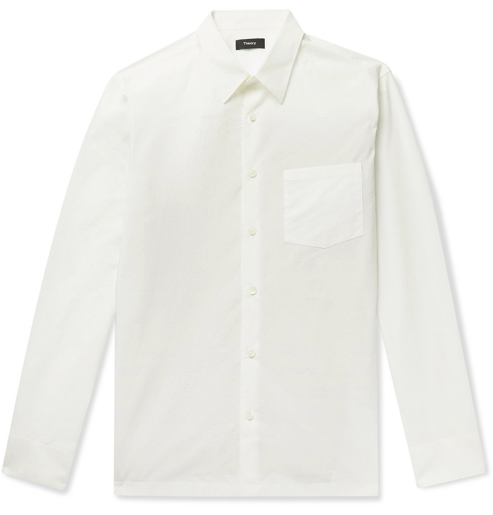 Photo: Theory - Willomere Barker Cotton-Poplin and Stretch-Knit Shirt - White