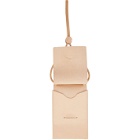 Stay Made Beige Leather CC Lanyard Card Holder