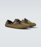 Prada Shuffle leather-trimmed canvas boat shoes