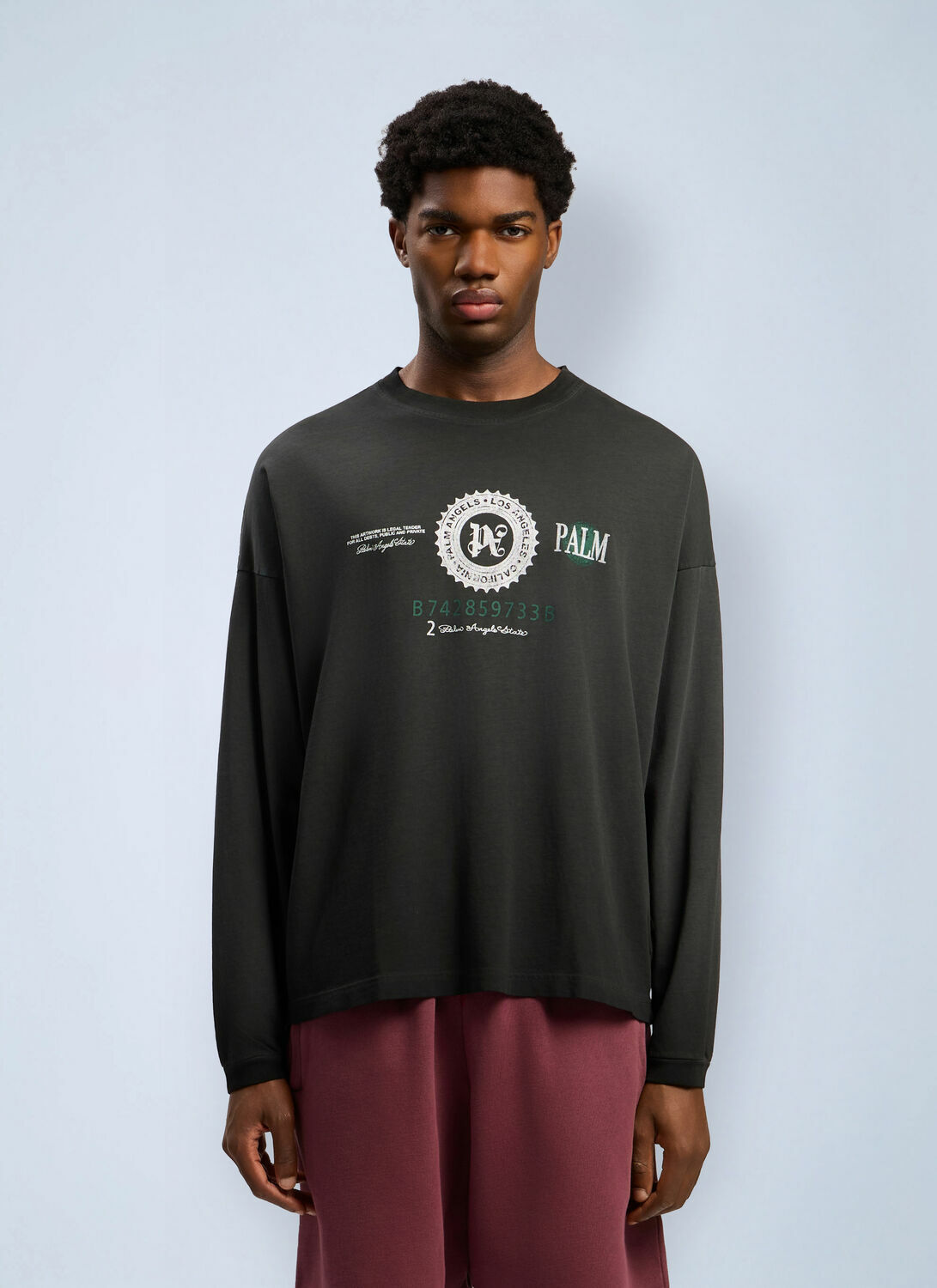 Palm Angels Dollar Graphic Long Sleeve T-Shirt Palm Angels