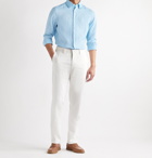 BRIONI - Button-Down Collar Linen Shirt - Blue