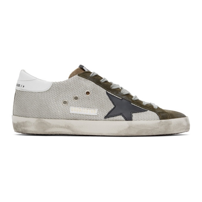 Photo: Golden Goose Silver and Khaki Superstar Sneakers
