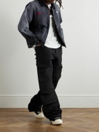 SAINT MXXXXXX - Corduroy-Trimmed Logo-Embroidered Distressed Cotton-Canvas Jacket - Black