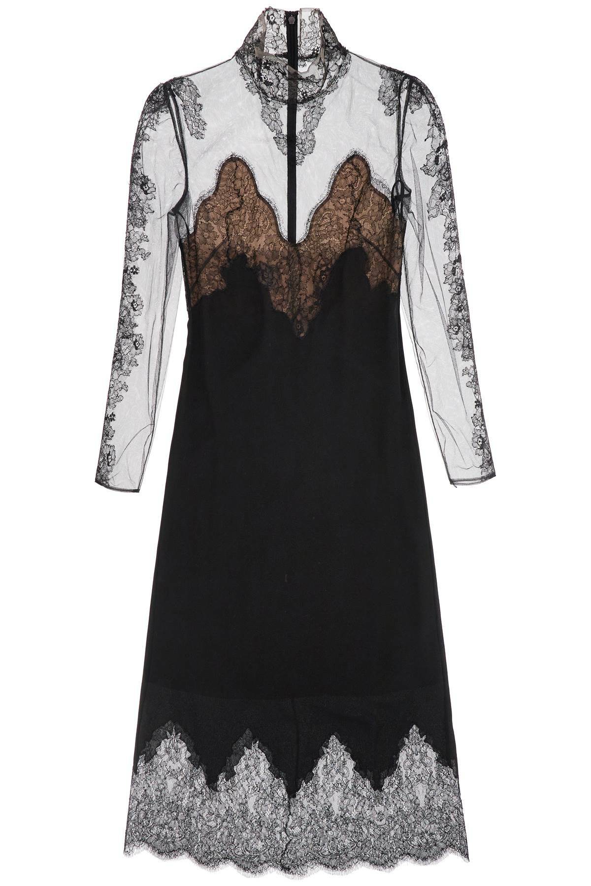 VALENTINO GARAVANI silk and lace dress Black Valentino Garavani VALENTINO GARAVANI silk and lace dress Black Valentino Garavani