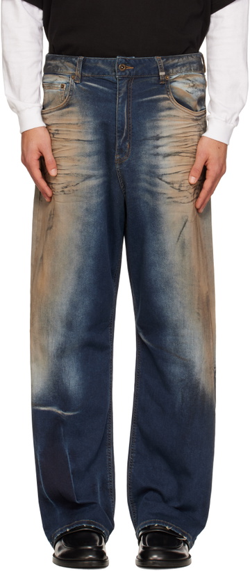 Photo: We11done Blue Loose-Fit Dirty Jeans