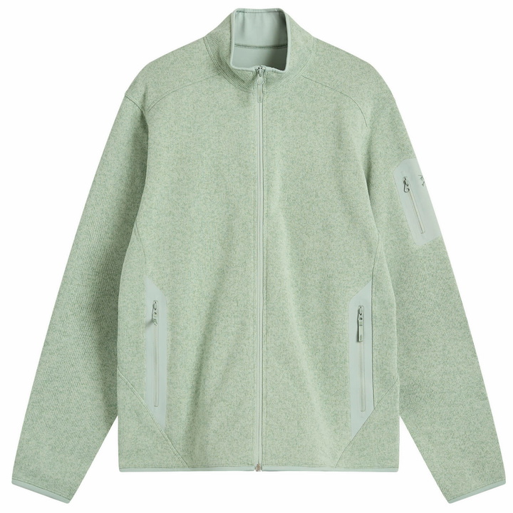 Photo: Arc'teryx Men's Covert Fleece Cardigan in Stone Green Heather