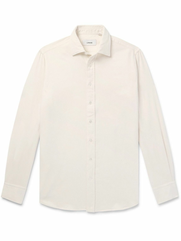 Photo: Lardini - Slim-Fit Brushed-Cotton Flannel Shirt - Neutrals