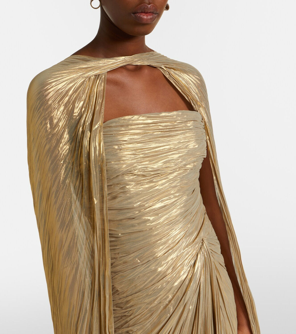 Marmar Halim Pleated caped bustier gown