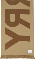 Burberry Brown & Beige Jacquard Logo Scarf