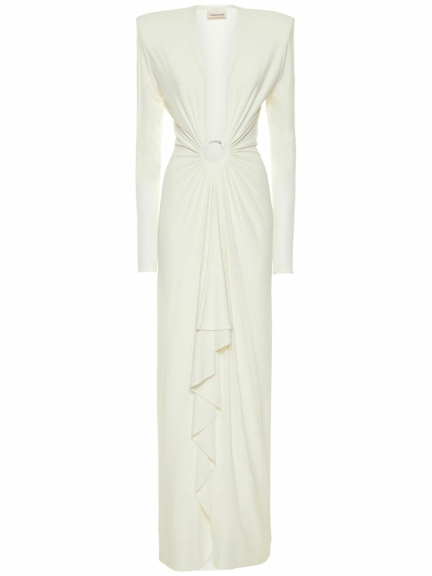 Photo: ALEXANDRE VAUTHIER Draped Jersey Long V Neck Dress with Ring