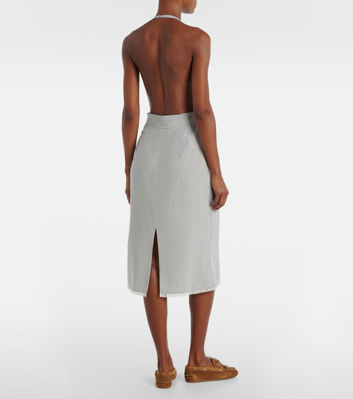 Miu Miu Striped silk crêpe de chine midi dress